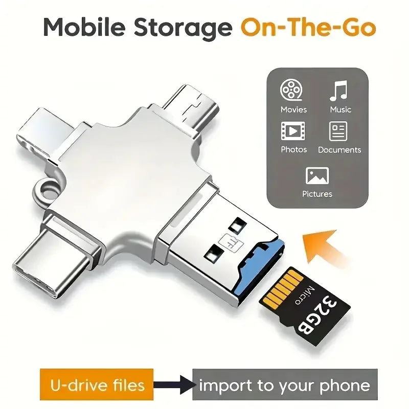 4 In 1 Flash Drive Card Reader