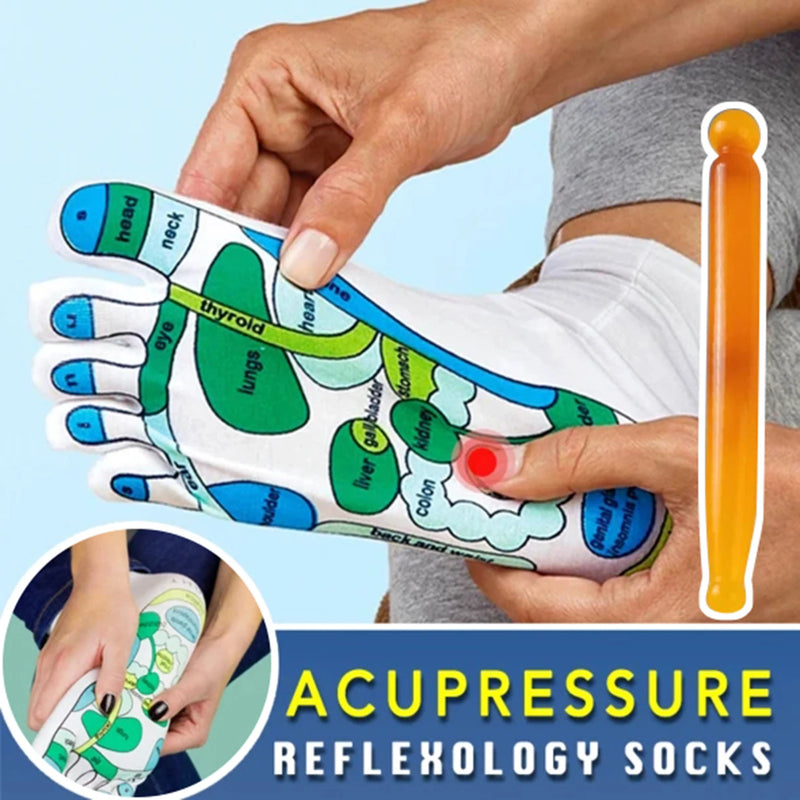 Acupressure Reflexology Socks with Massage Stick