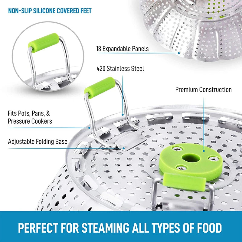 Stainless Steel Collapsible Mesh Steamer Basket