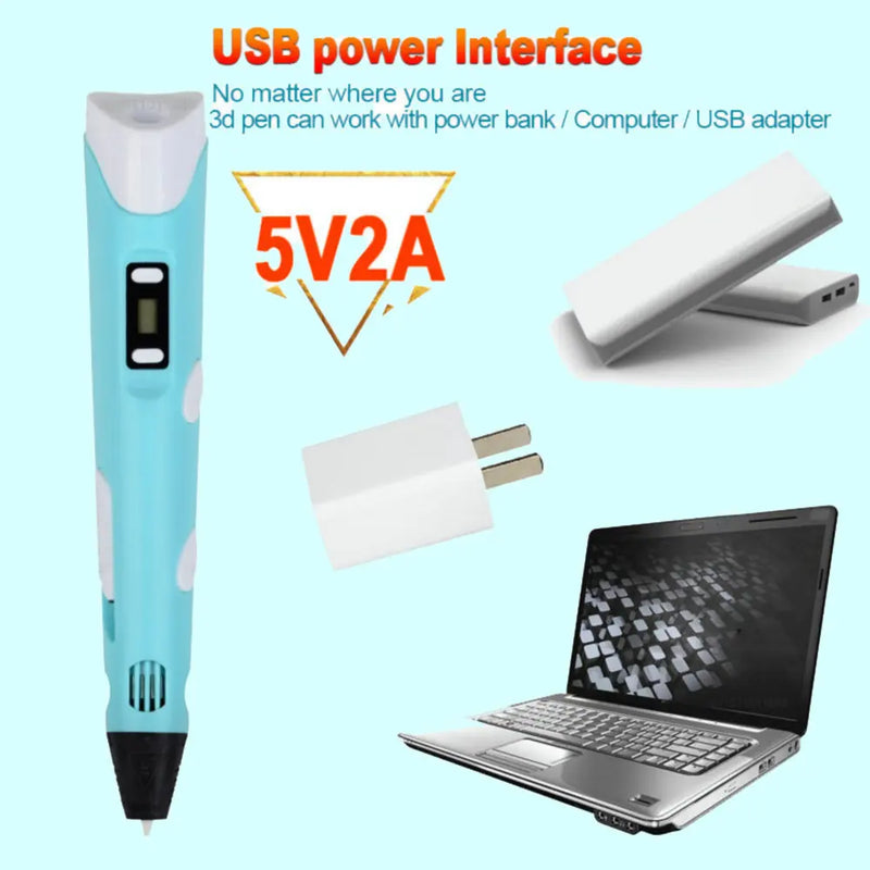 3D Drawing Printing Pen with LCD Screen