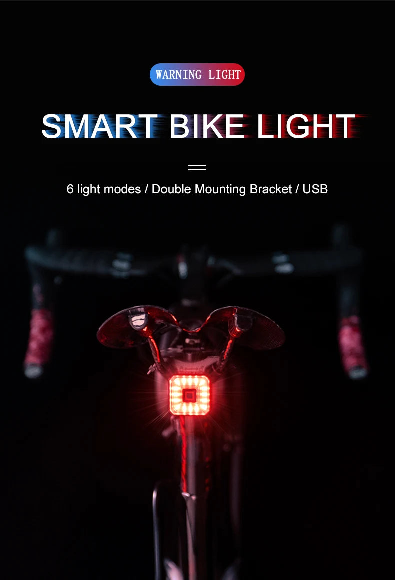 USB Smart Bicycle Brake Tail Light