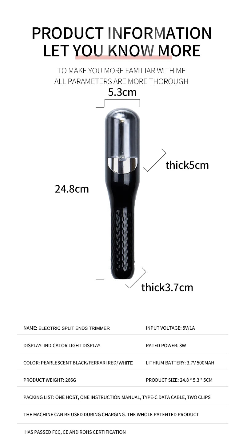 Rechargeable Cordless Split Hair Trimmer