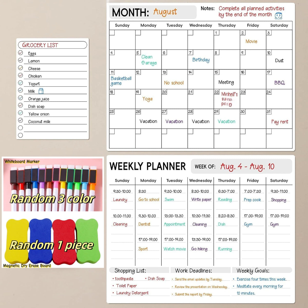Magnetic Fridge Reusable Planner