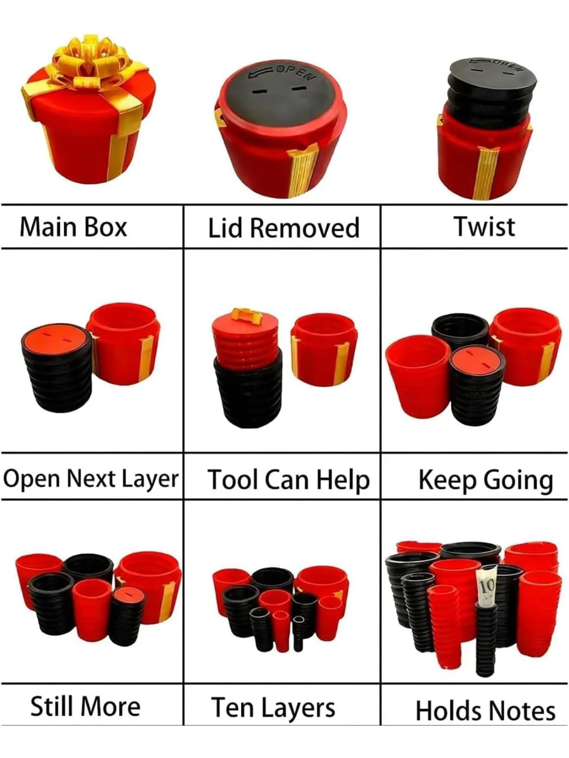 Nested Screw Money Prank Puzzle Box