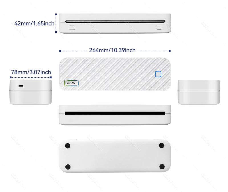 Portable Inkless Bluetooth A4 Thermal Printer