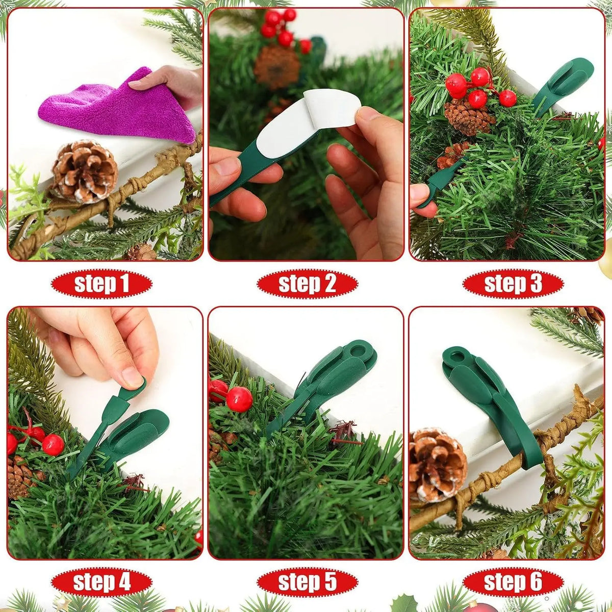 Reusable Festive Mantel Hooks