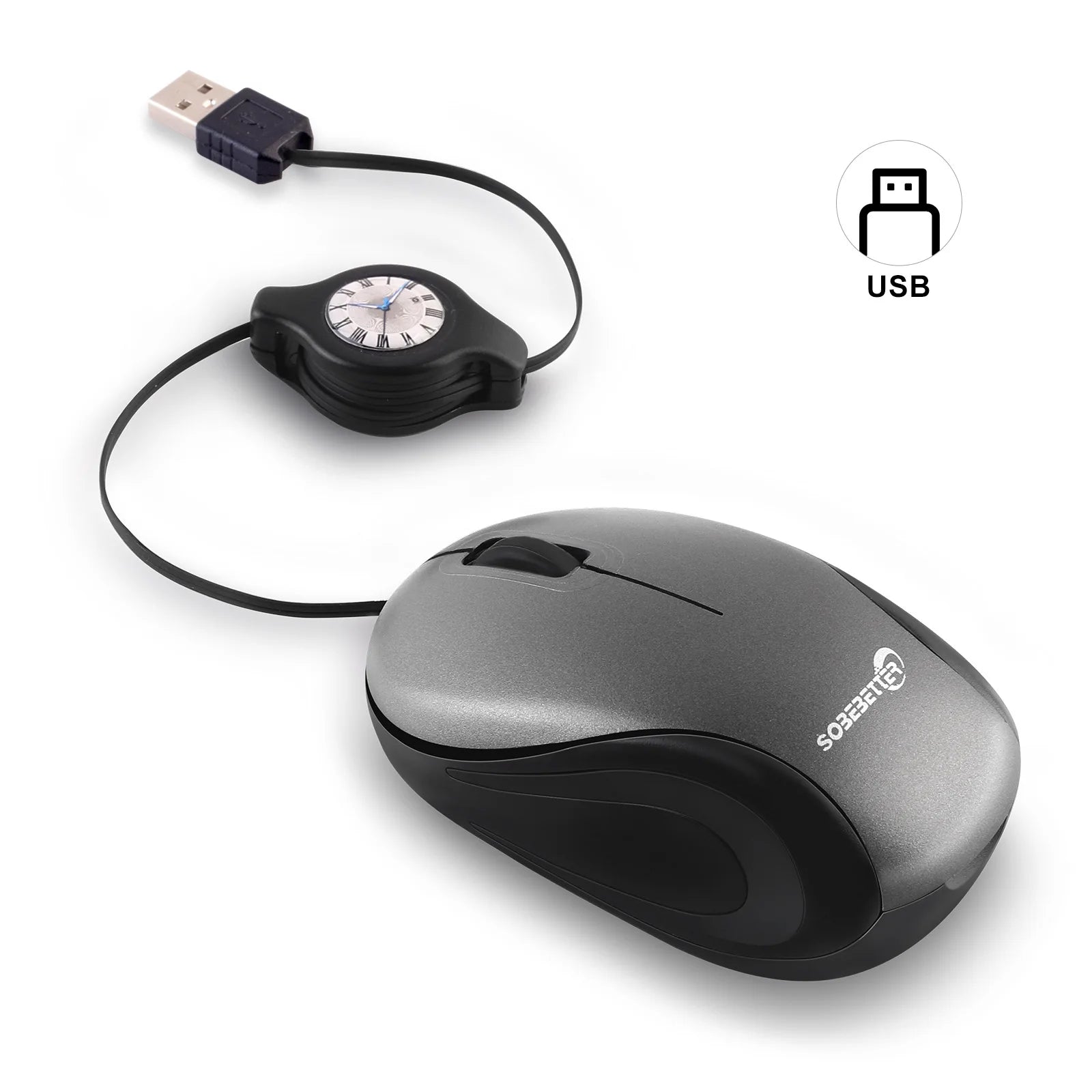 Portable USB Type C Retractable Mouse