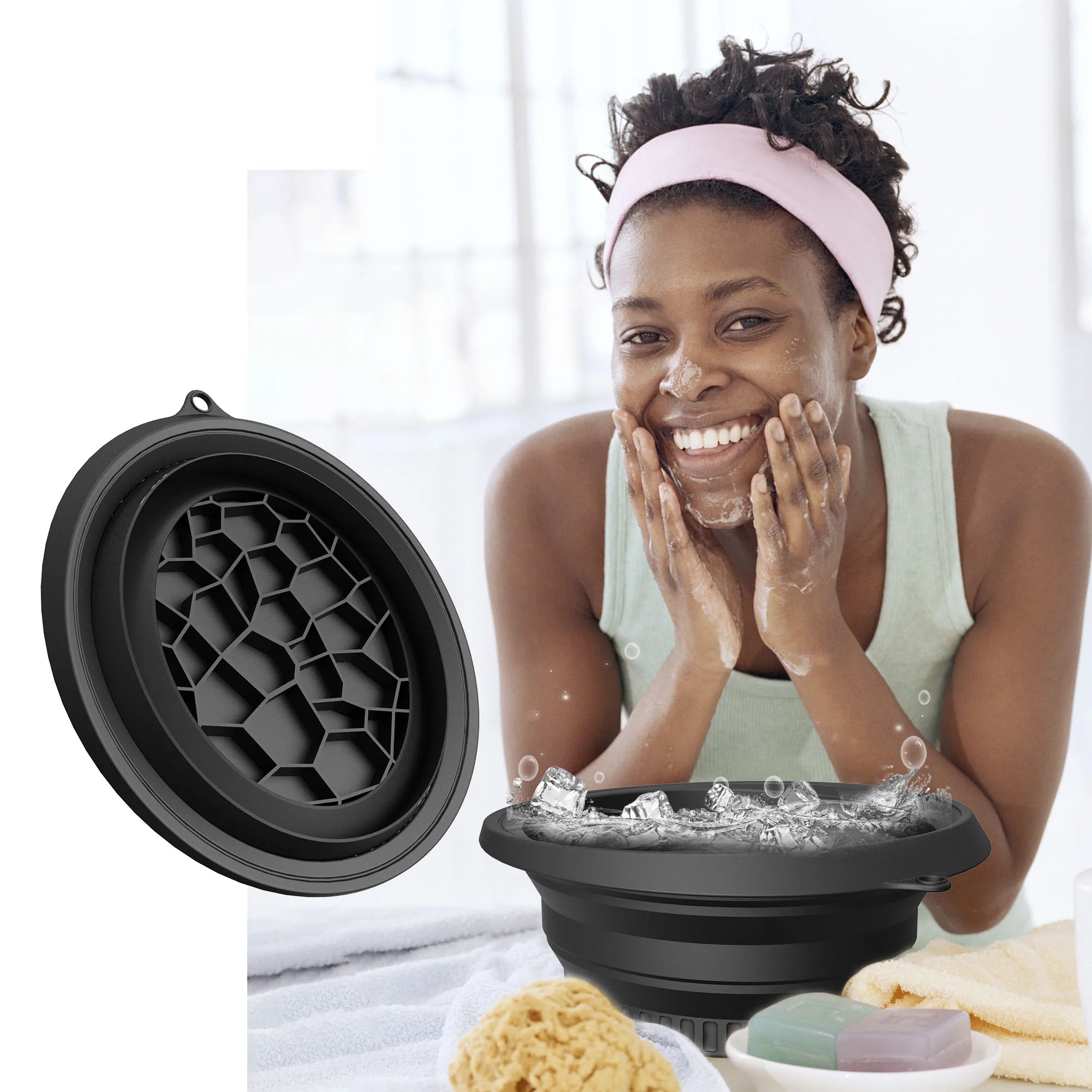 Foldable Silicone Face Ice Bath Bowl