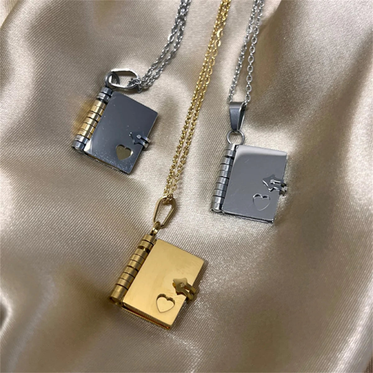 Couple Book Pendant Necklace