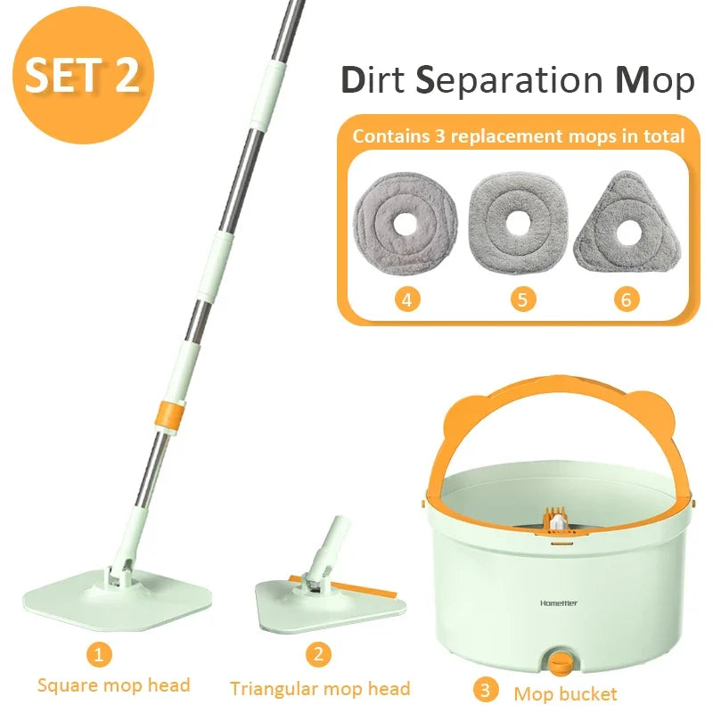 Hands-free Rotating Squeeze Mop With Bucket