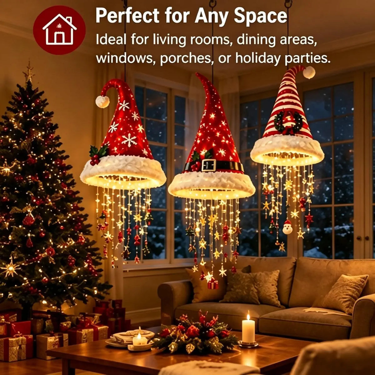 LED Christmas Hat Hanging  Light