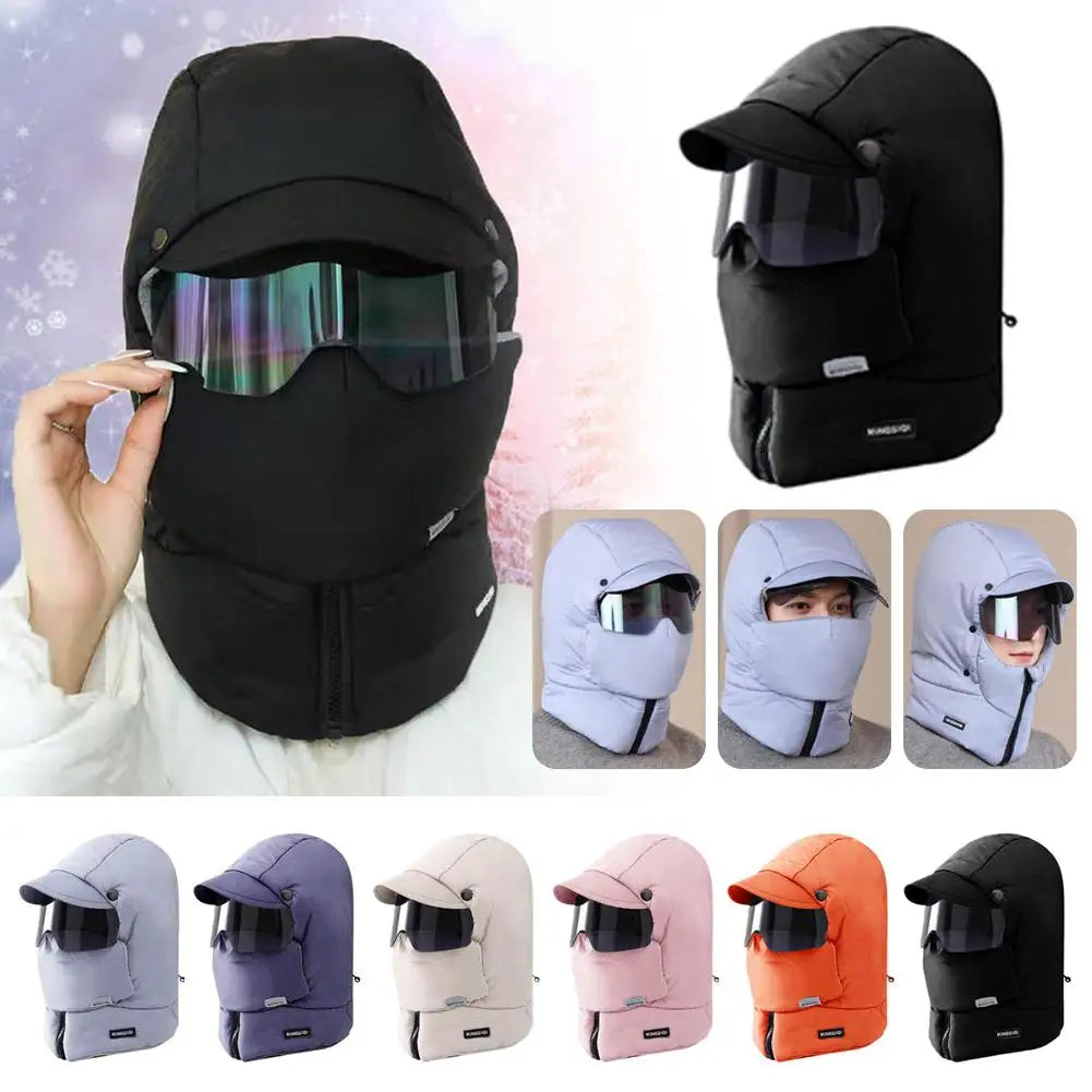 Unisex Winter Warm Hooded Cap with Mask