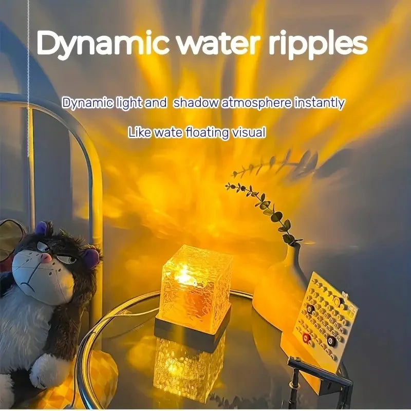 Dynamic Rotating Water Ripple Crystal Lamp