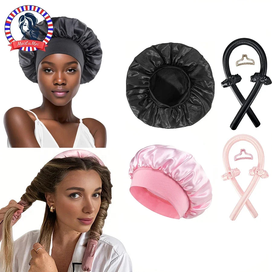 Heatless Hair Curler & Sleep Cap Set