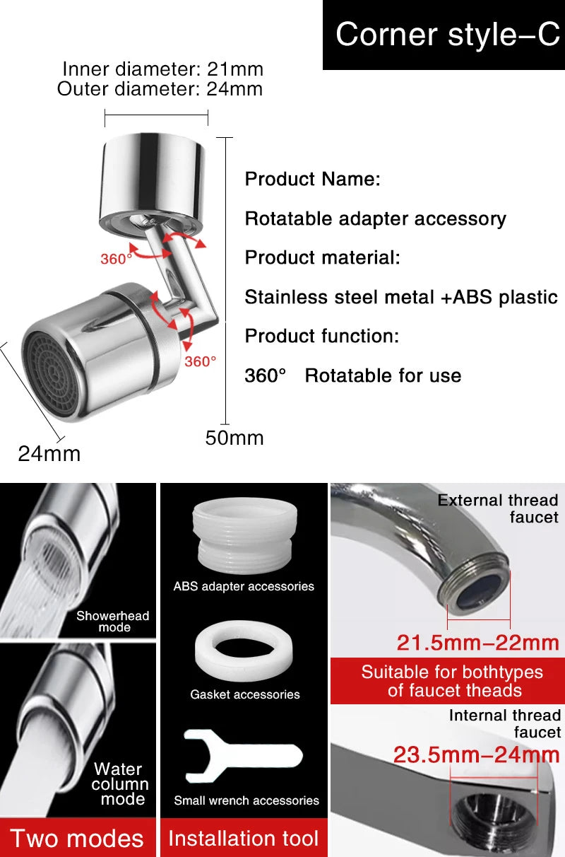 360° Rotatable Anti-Splash Faucet Sprayer