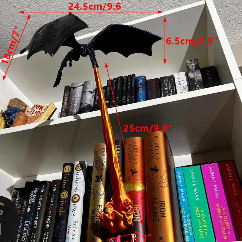 Flame Dragon Bookshelf Decor
