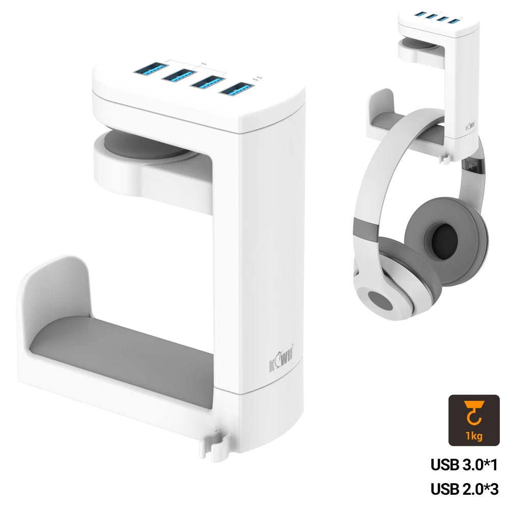 Headphone Stand with 4 USB Port 360° Rotating Clamp