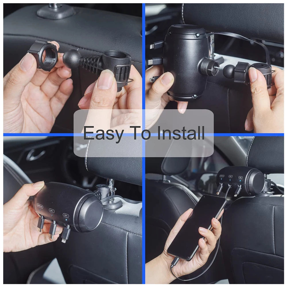 Retractable Car Backseat Fast Charging Adapter