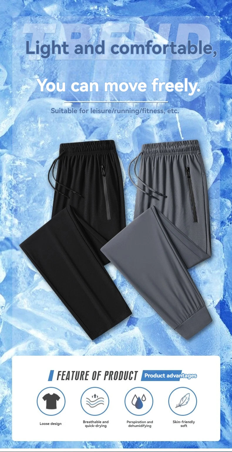 High Elastic Ice Silk Casual Pants