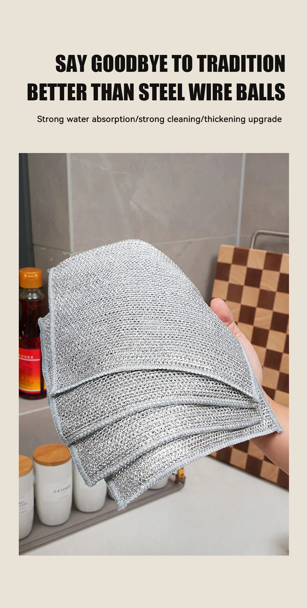 Metal Scrubber Kitchen Dishwashing Cloth