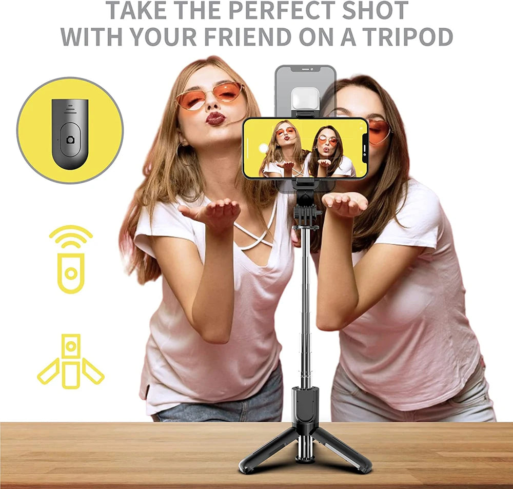 Bluetooth Selfie Stick Tripod with Fill Light