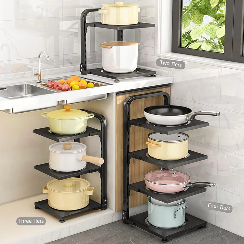 Adjustable Kitchen Pot Storage Rack