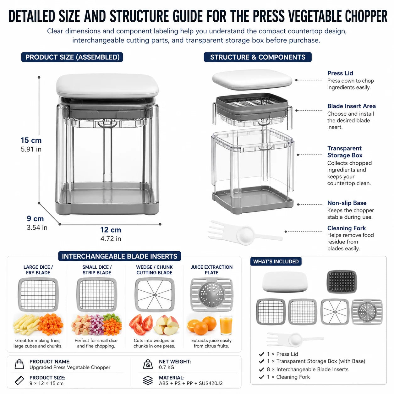 4-in-1 Multifunctional Vegetable Press Chopper