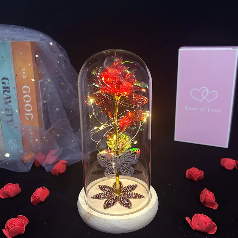 Golden Plated Artificial Luminous Roses