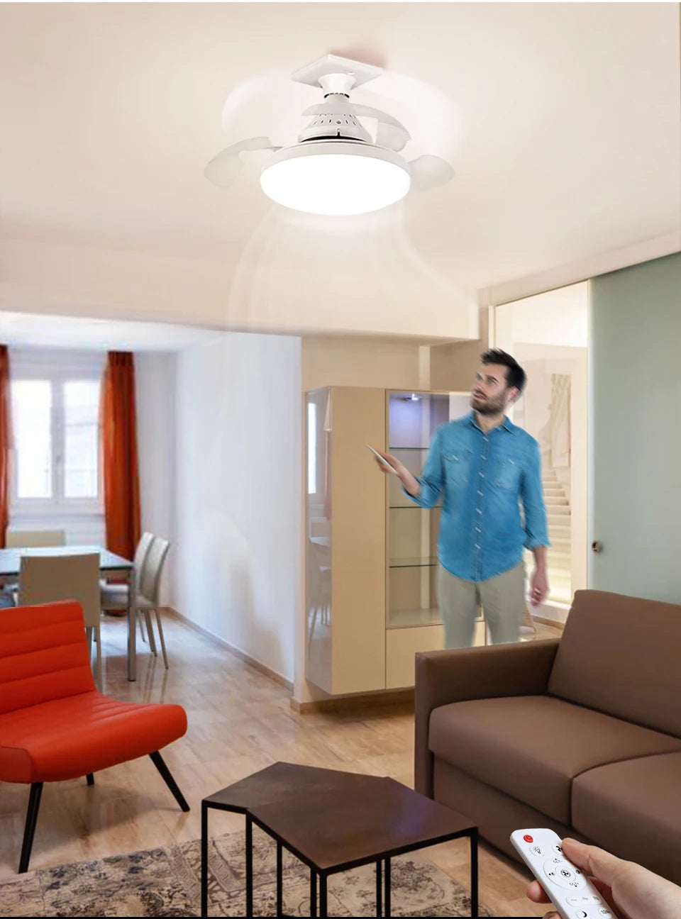 RC 2 in 1 Invisible Blade Ceiling Fan Light
