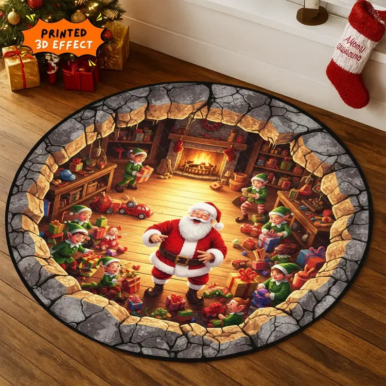 3D Christmas Santa Floor Mat
