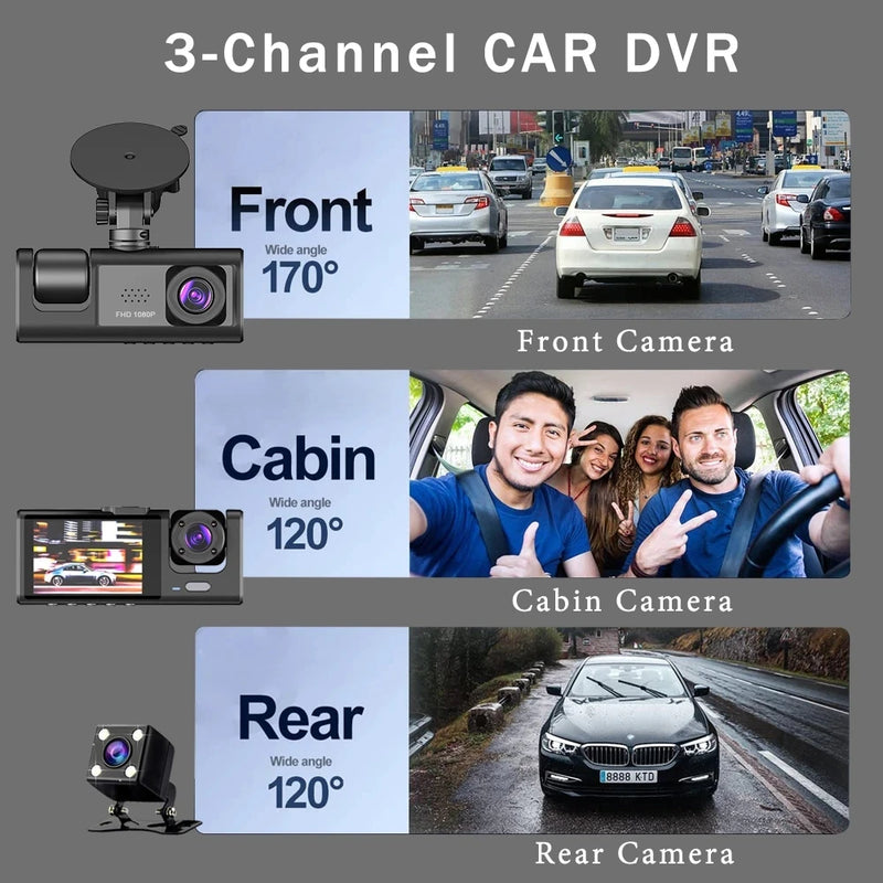 Three Channel Car HD DashCam