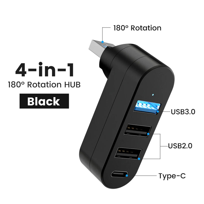 Mini 180° Rotatable USB Hub