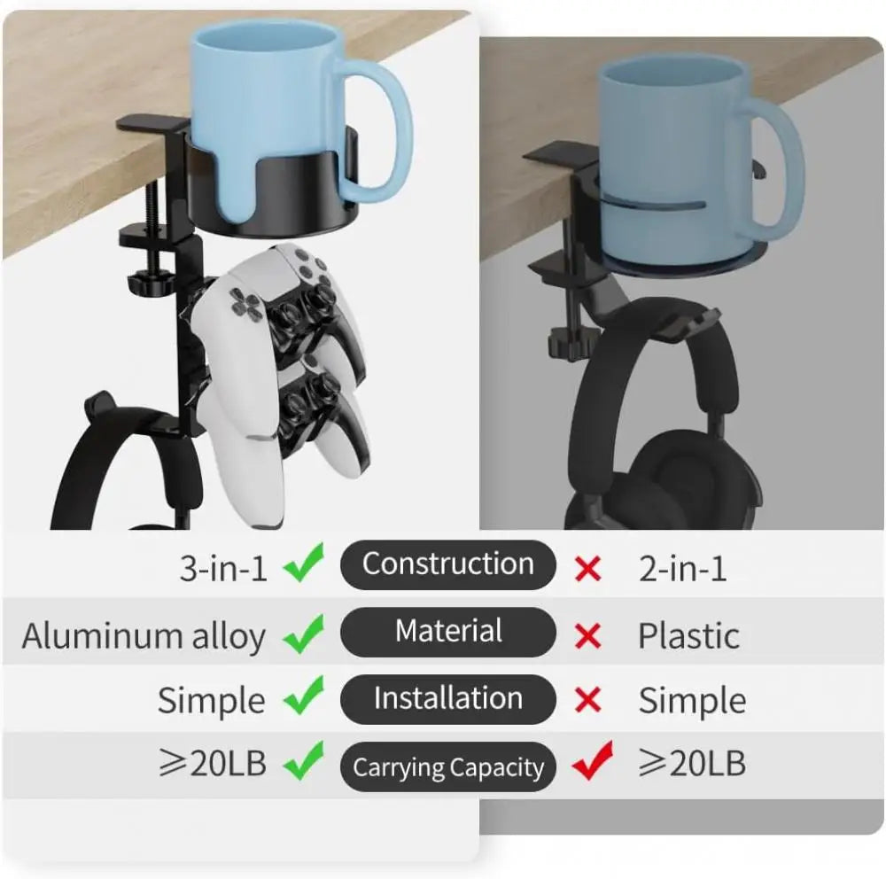 4 in 1 Desk Cup Holder with Headphone Stand