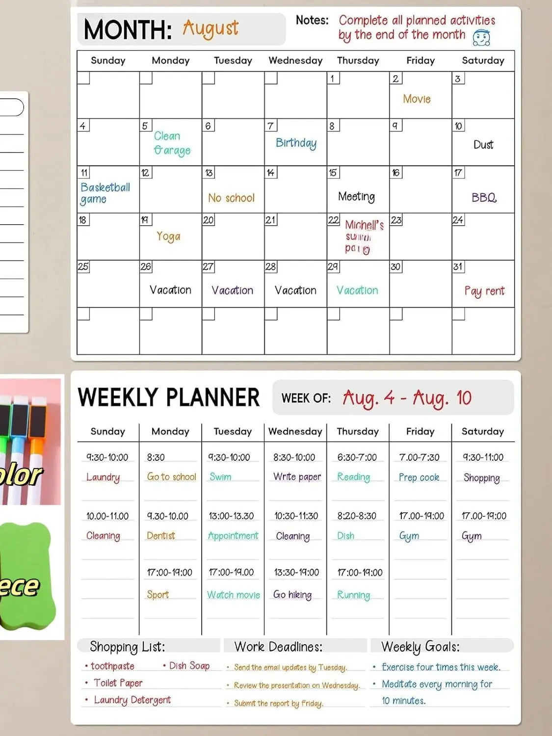 Magnetic Fridge Reusable Planner