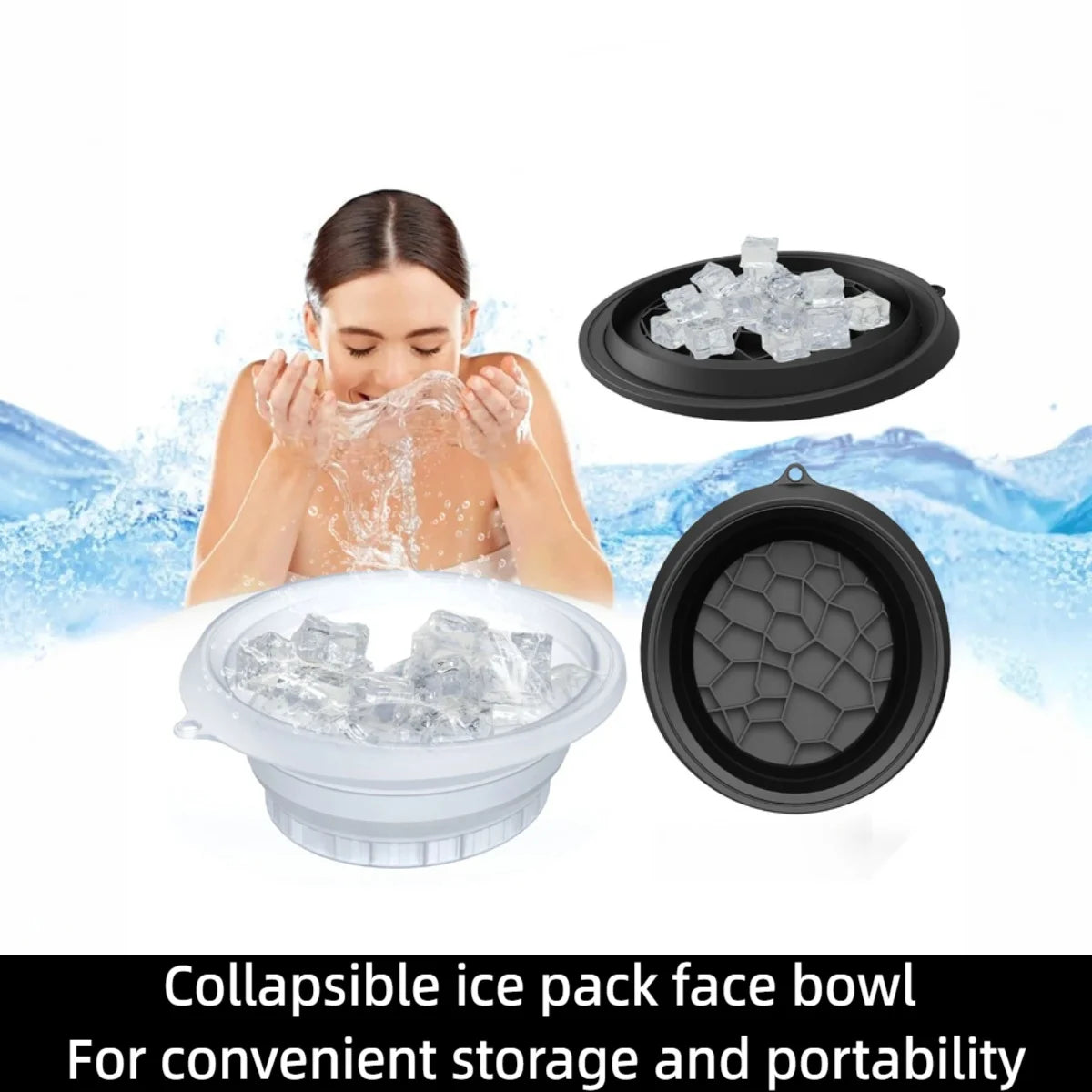 Foldable Silicone Face Ice Bath Bowl