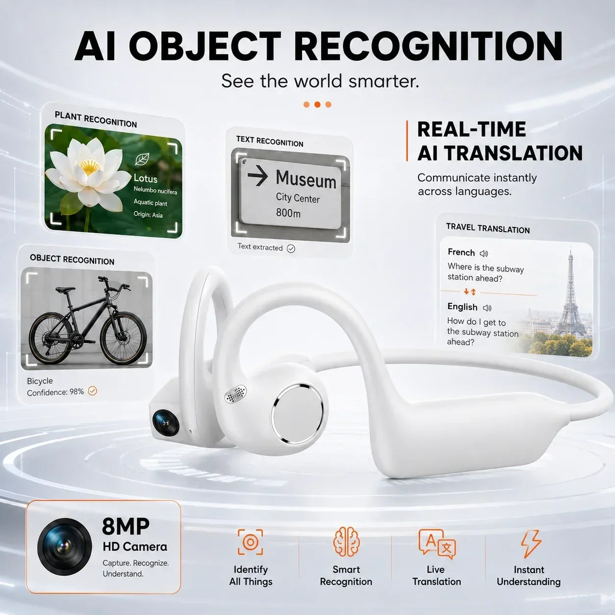 Smart AI Camera Bluetooth Headphones