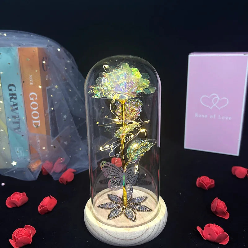 Golden Plated Artificial Luminous Roses