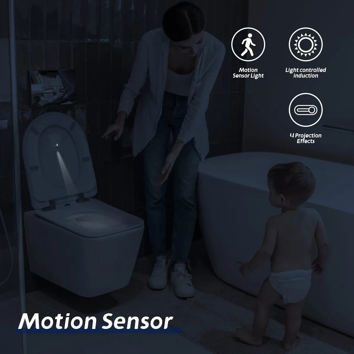 Backlit Toilet LED Sensor Projector