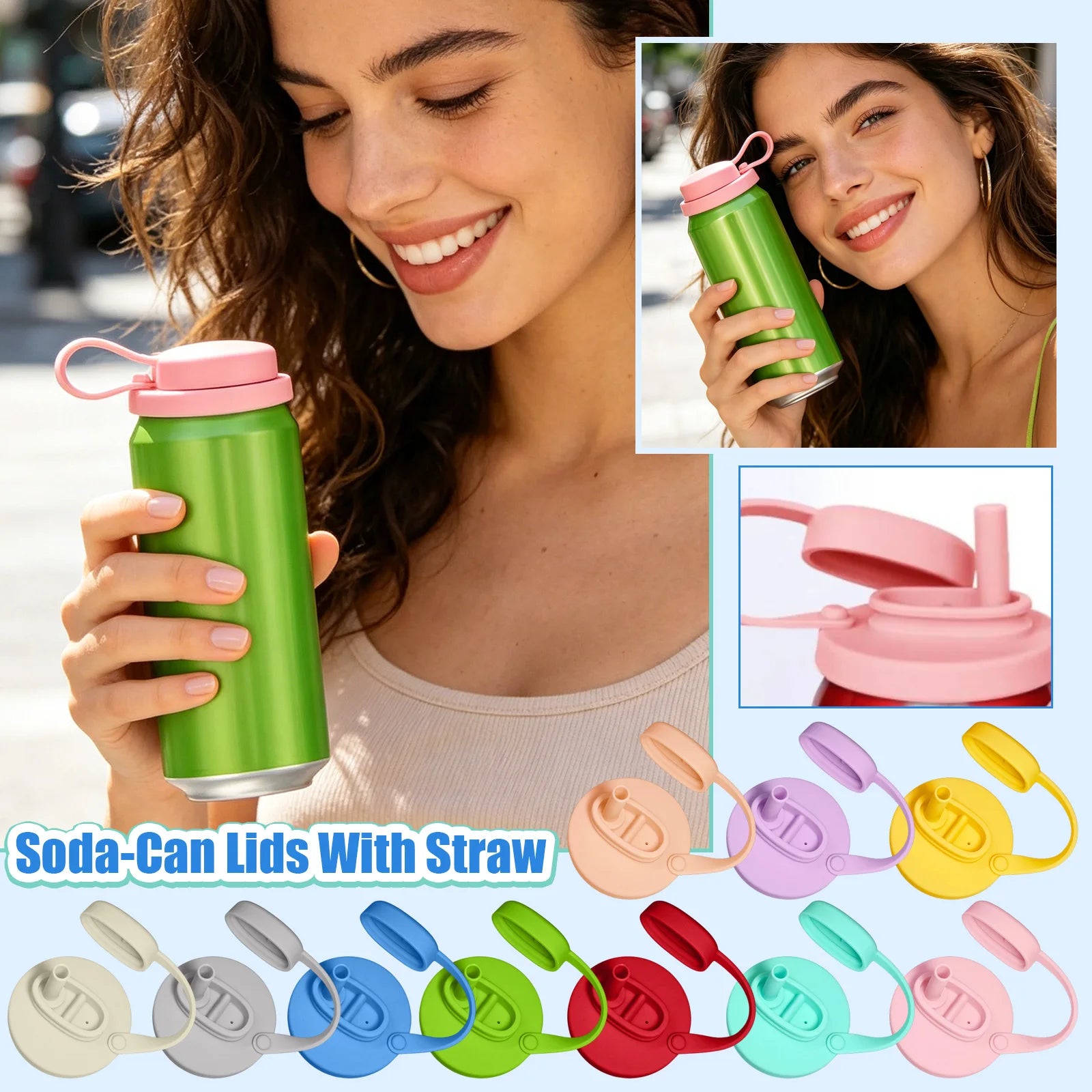 Silicon Can Lids with Straw