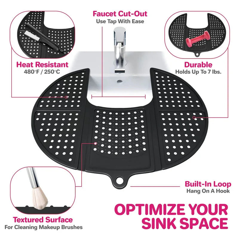 Foldaway Makeup Brush Cleaning Sink Shield