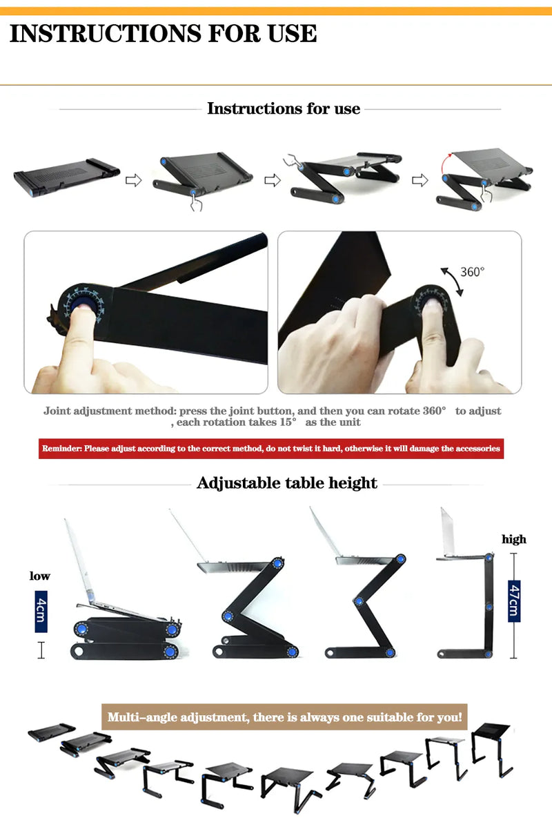 Adjustable Laptop Stand with Mouse Pad