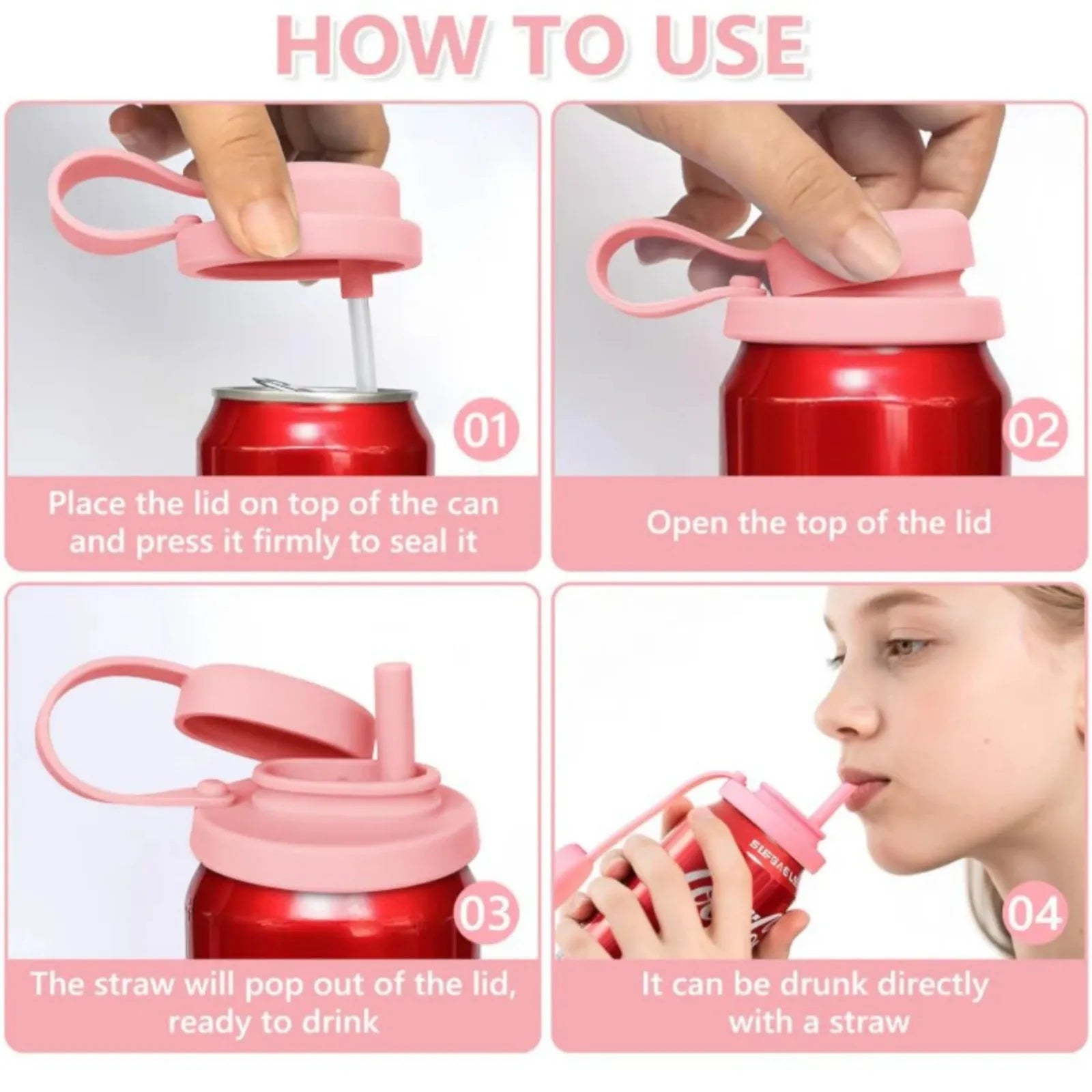 Silicon Can Lids with Straw