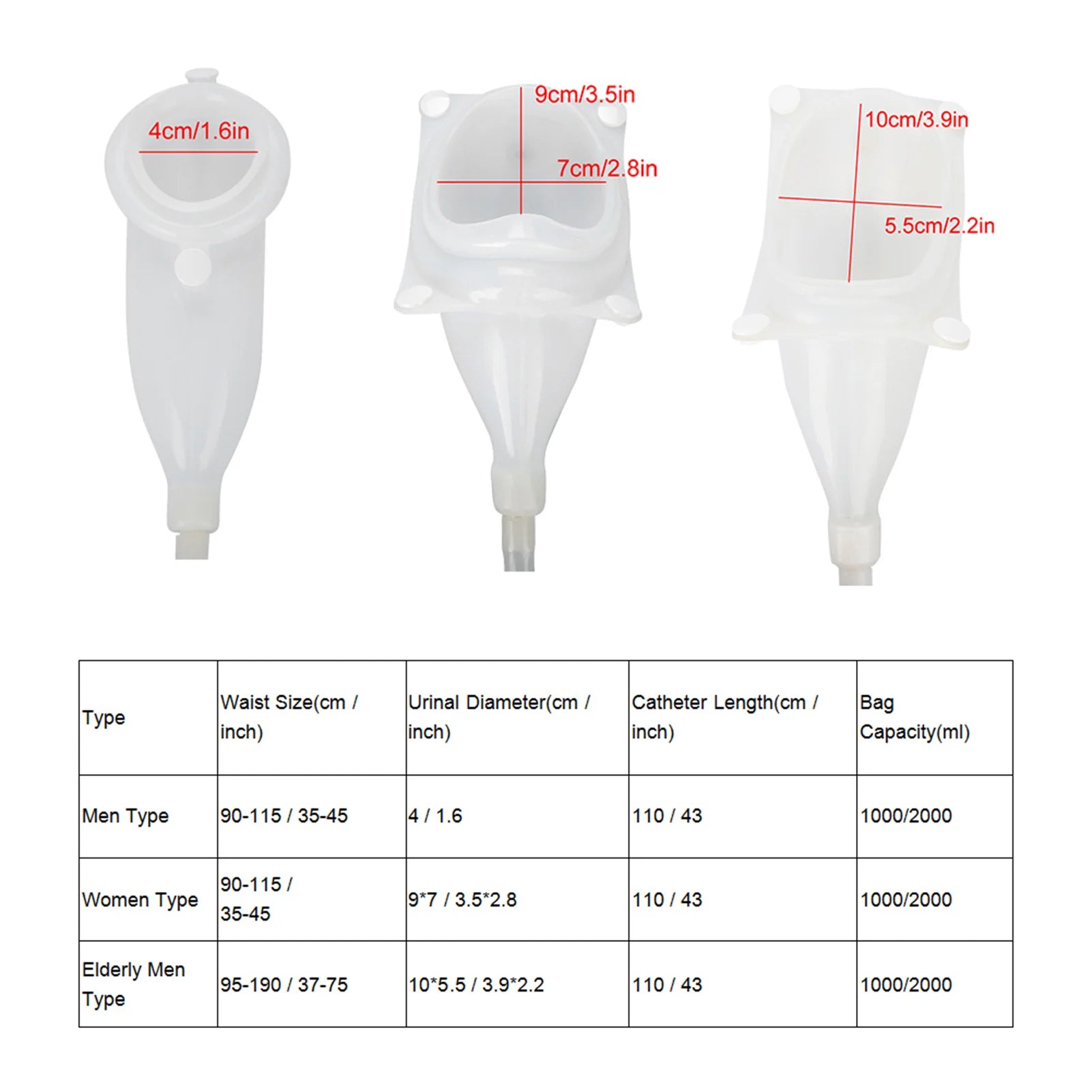 Silicone Adults Urine Collector with Catheter Bag