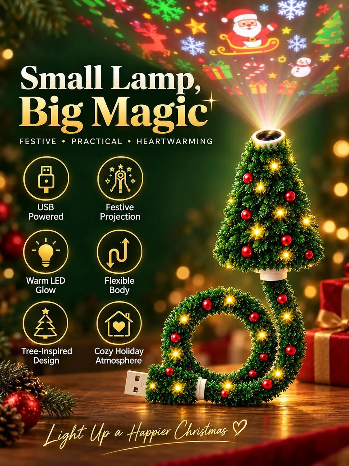 USB Christmas Tree Projector Lamp