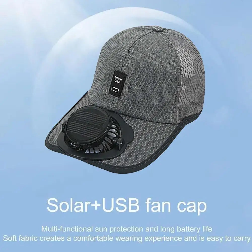 Solar & USB Charging Fan Hat