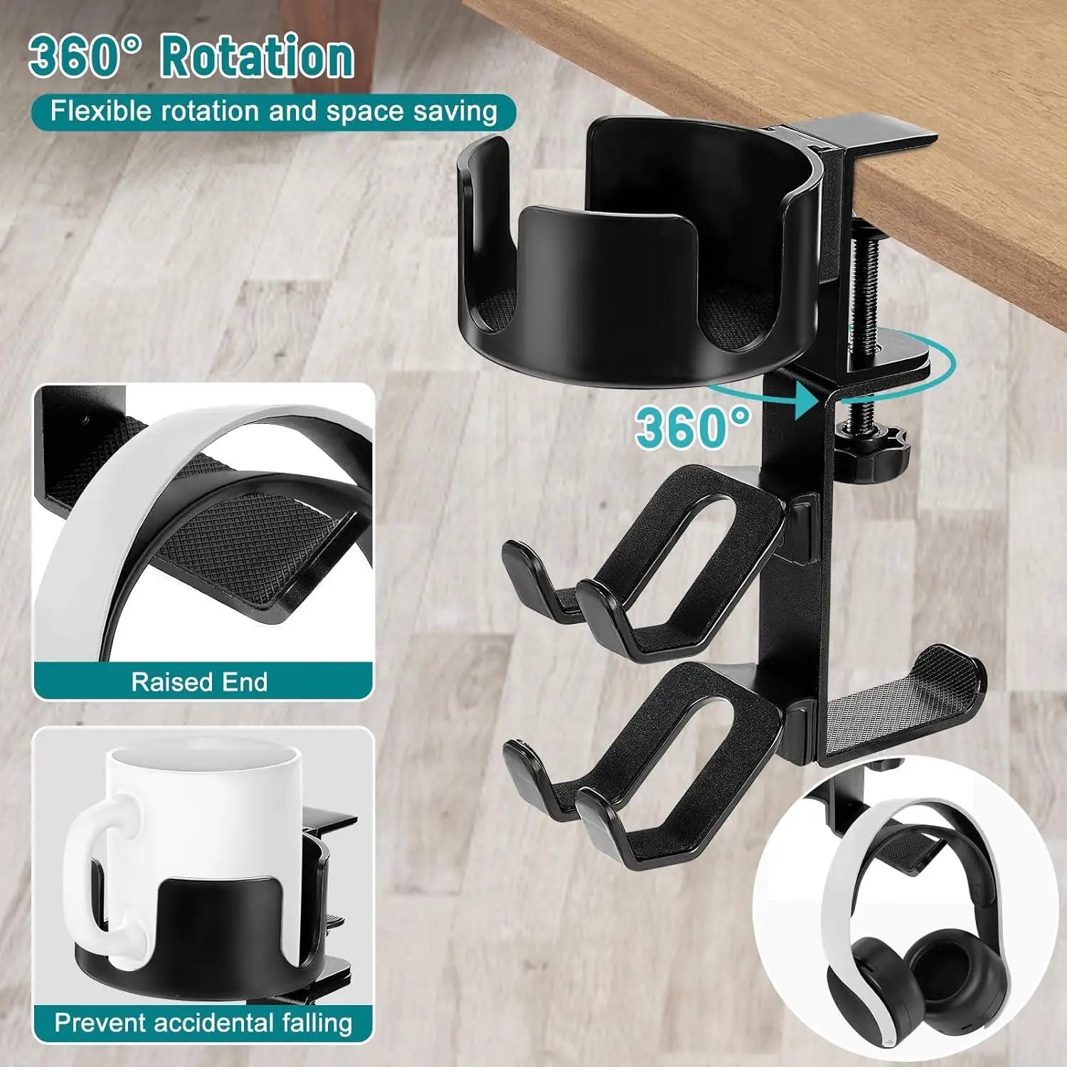 4 in 1 Desk Cup Holder with Headphone Stand