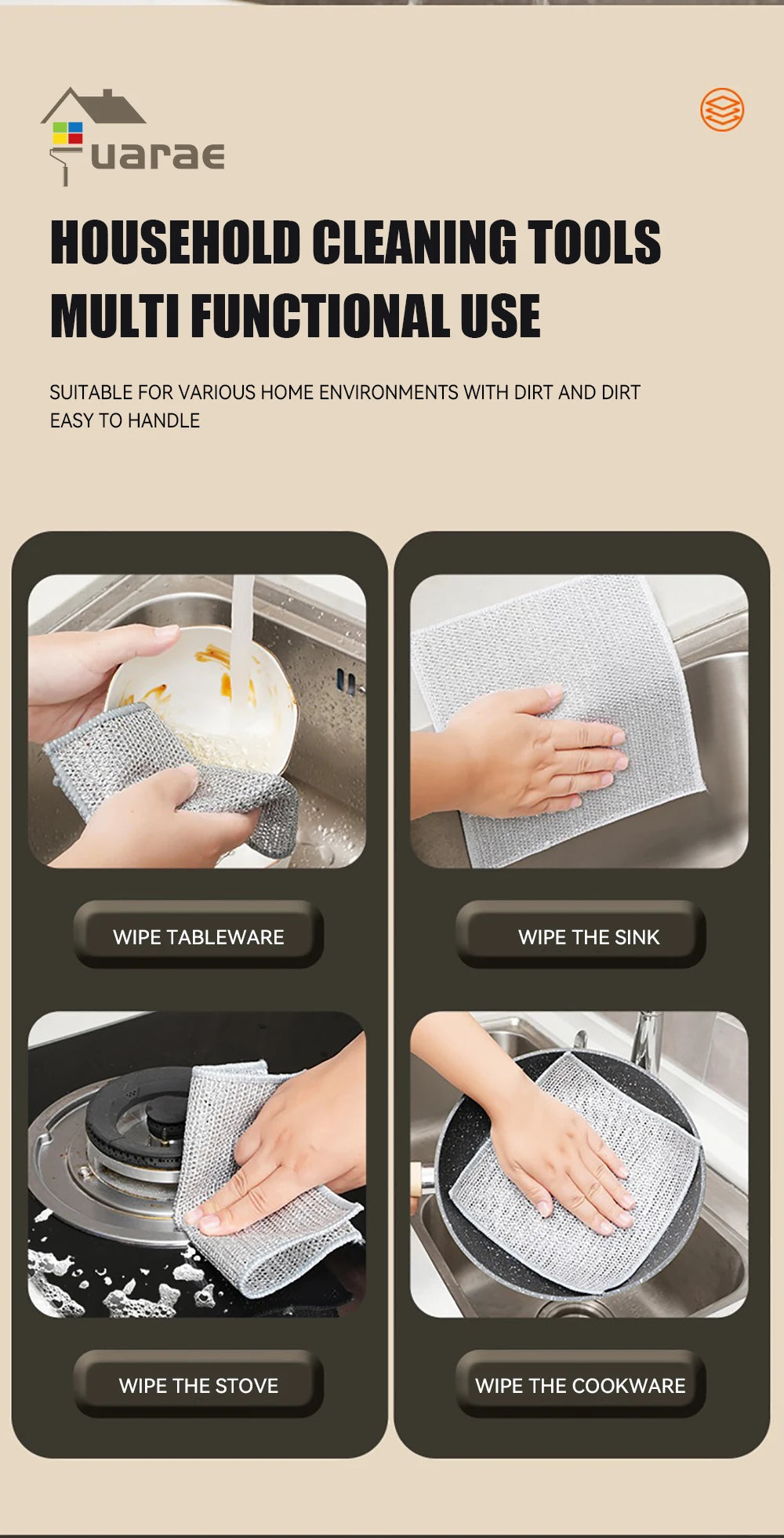 Metal Scrubber Kitchen Dishwashing Cloth