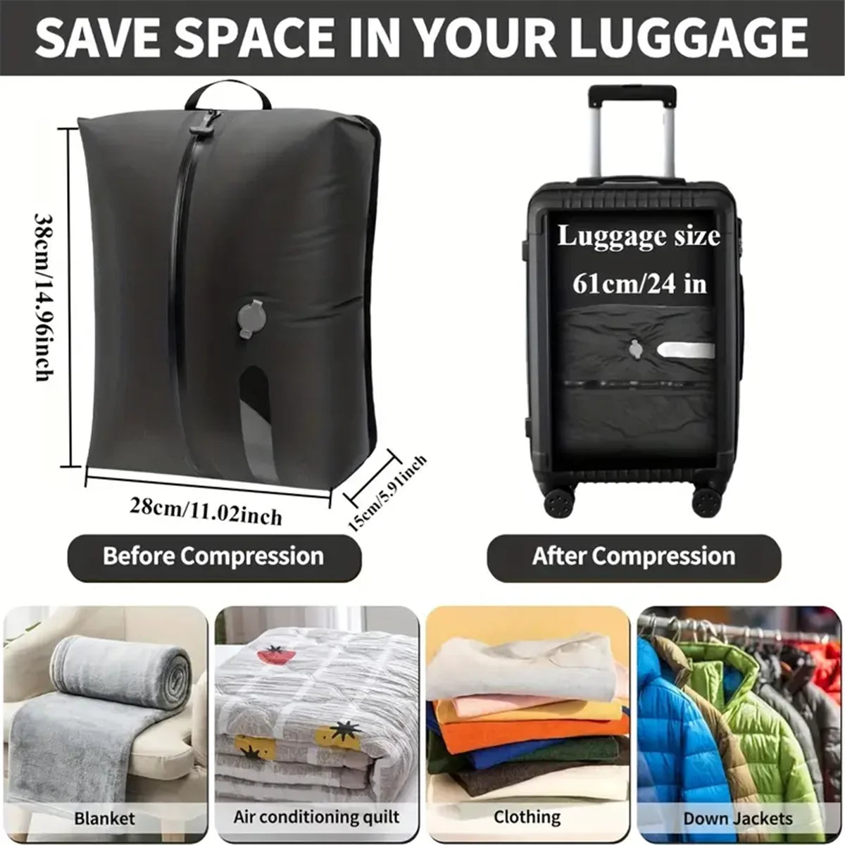 Vacuum Compression Luggage Bag