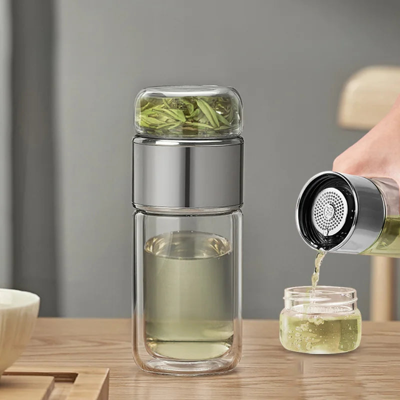 Tea Separation Double-layer Glass Cup