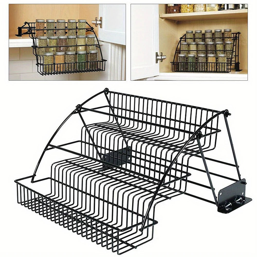 Metal 3-Tier Pull Down Spice Rack